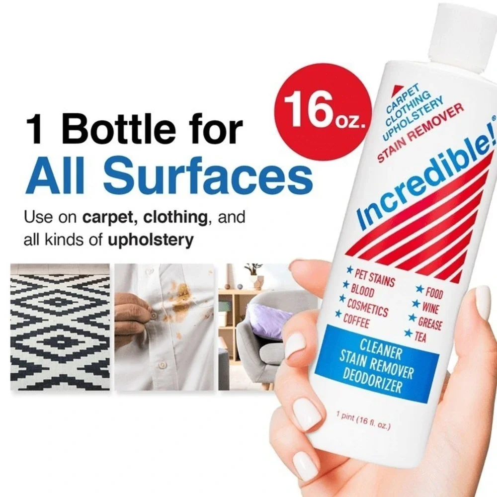 NEW INCREDIBLE Stain Remover 16 Fl Oz Carpet Clothing Upholstery Cleaner 1 Pint